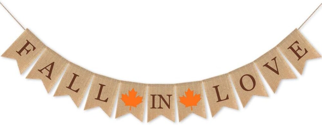 Burlap Fall in Love Banner with Maple Leaf Sign Fall Autumn Wedding Garland Supplies Engagement Bridal Shower Decoration